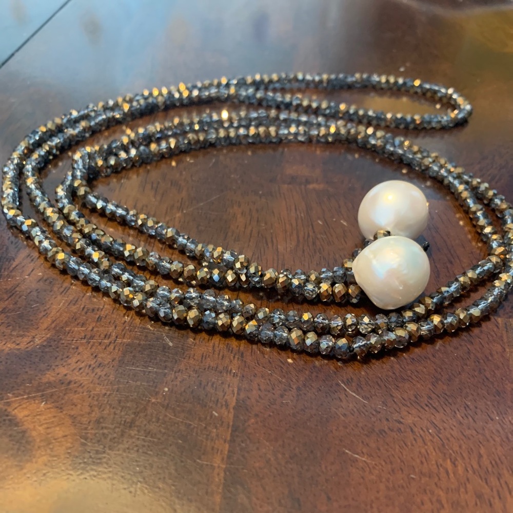 Crystal Bead and Pearl Necklace
